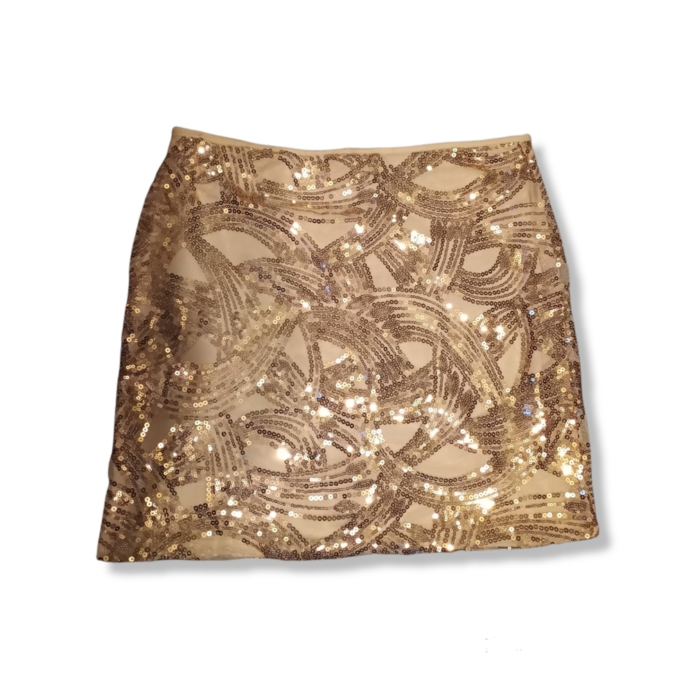 Sequin mini skirt rose gold large